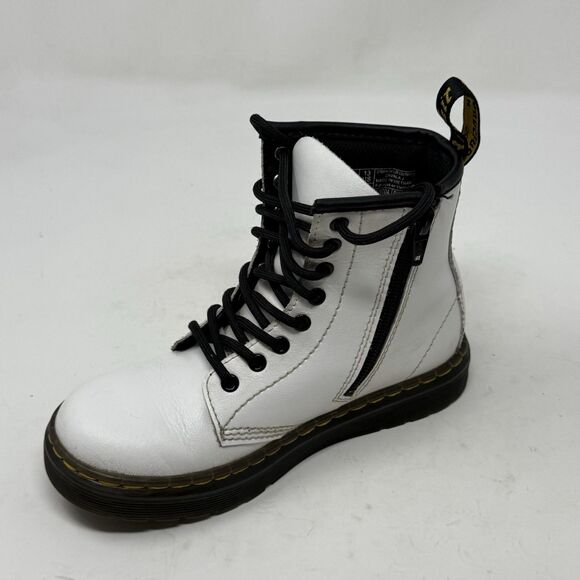 Dr Martens Zavala J Combat Boots Kids Girls Size 13 White Side Zipper Docs Doc - Picture 8 of 16
